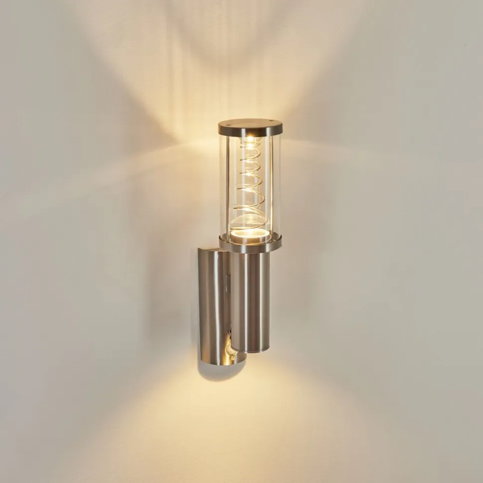Applique Murale D'Exterieur Natalia Acier Inoxydable, 2 Lumieres