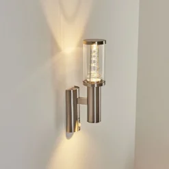 Applique Murale D'Exterieur Natalia Acier Inoxydable, 2 Lumieres