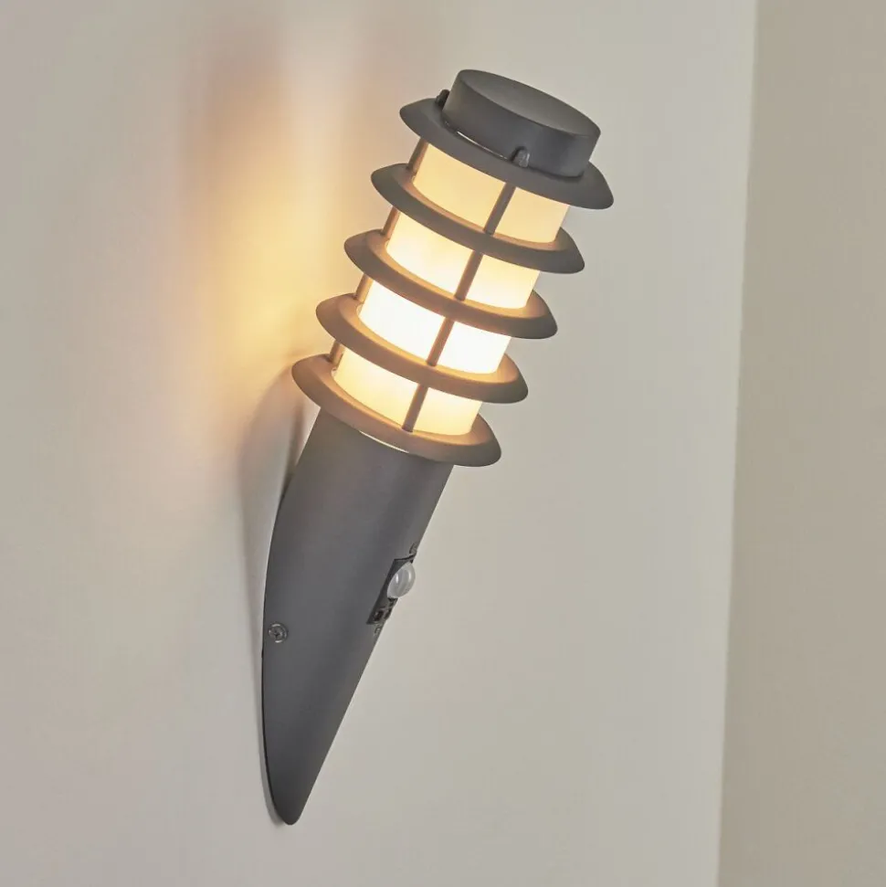 Applique Murale D'Exterieur Tunes Anthracite, 1 Lumiere, Detecteur De Mouvement