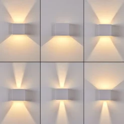 Applique Murale D'Exterieur Everton Led Blanc, 2 Lumieres