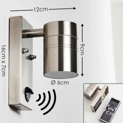 Applique Murale D'Exterieur Froslev Led Chrome, 1 Lumiere, Detecteur De Mouvement