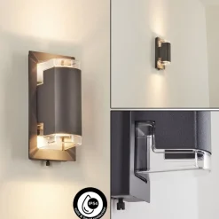 Applique Murale D'Exterieurnabawa Anthracite, 2 Lumieres