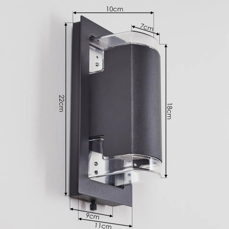 Applique Murale D'Exterieurnabawa Anthracite, 2 Lumieres