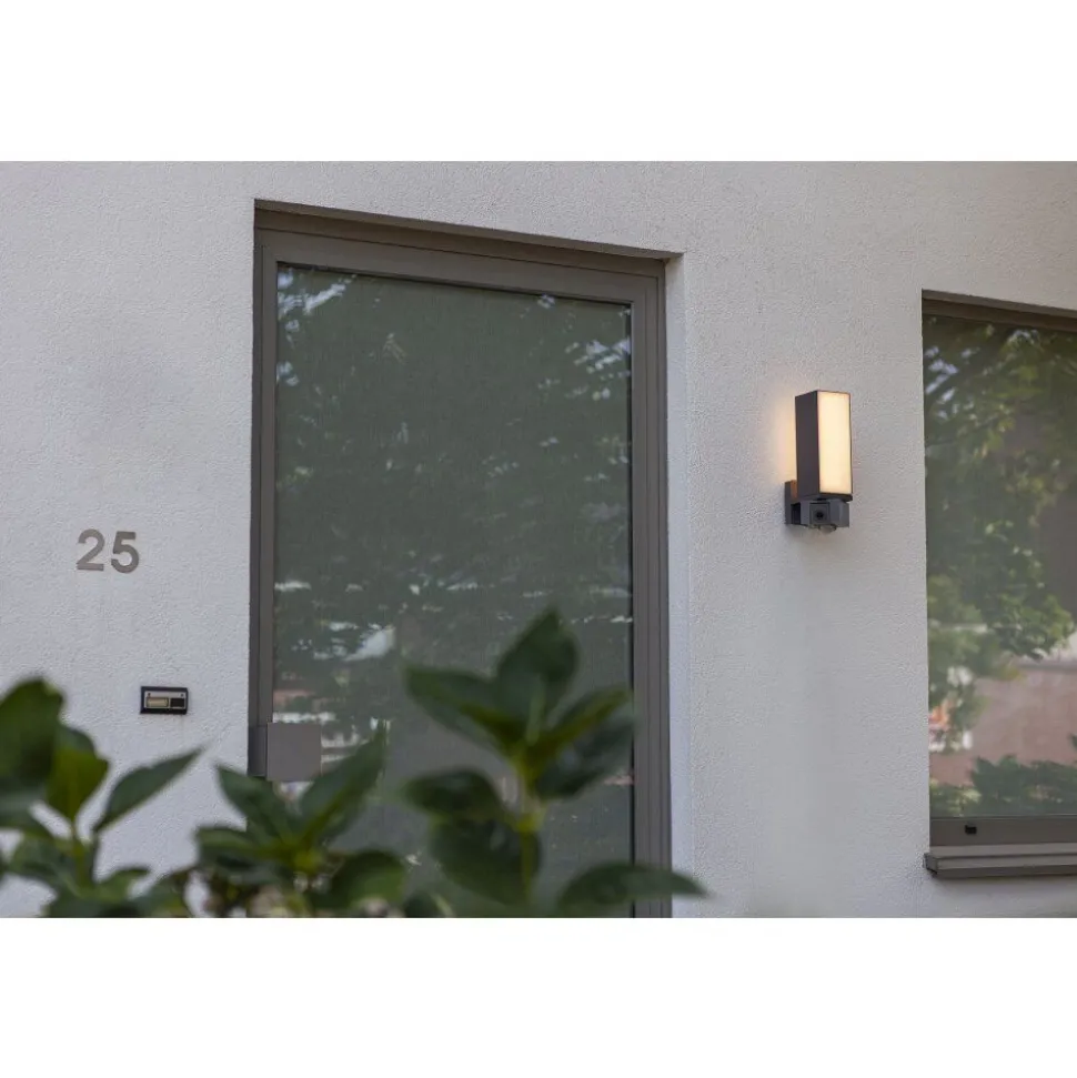 Applique Murale D'Exterieur Lutec Cuba Led Anthracite, 1 Lumiere, Detecteur De Mouvement