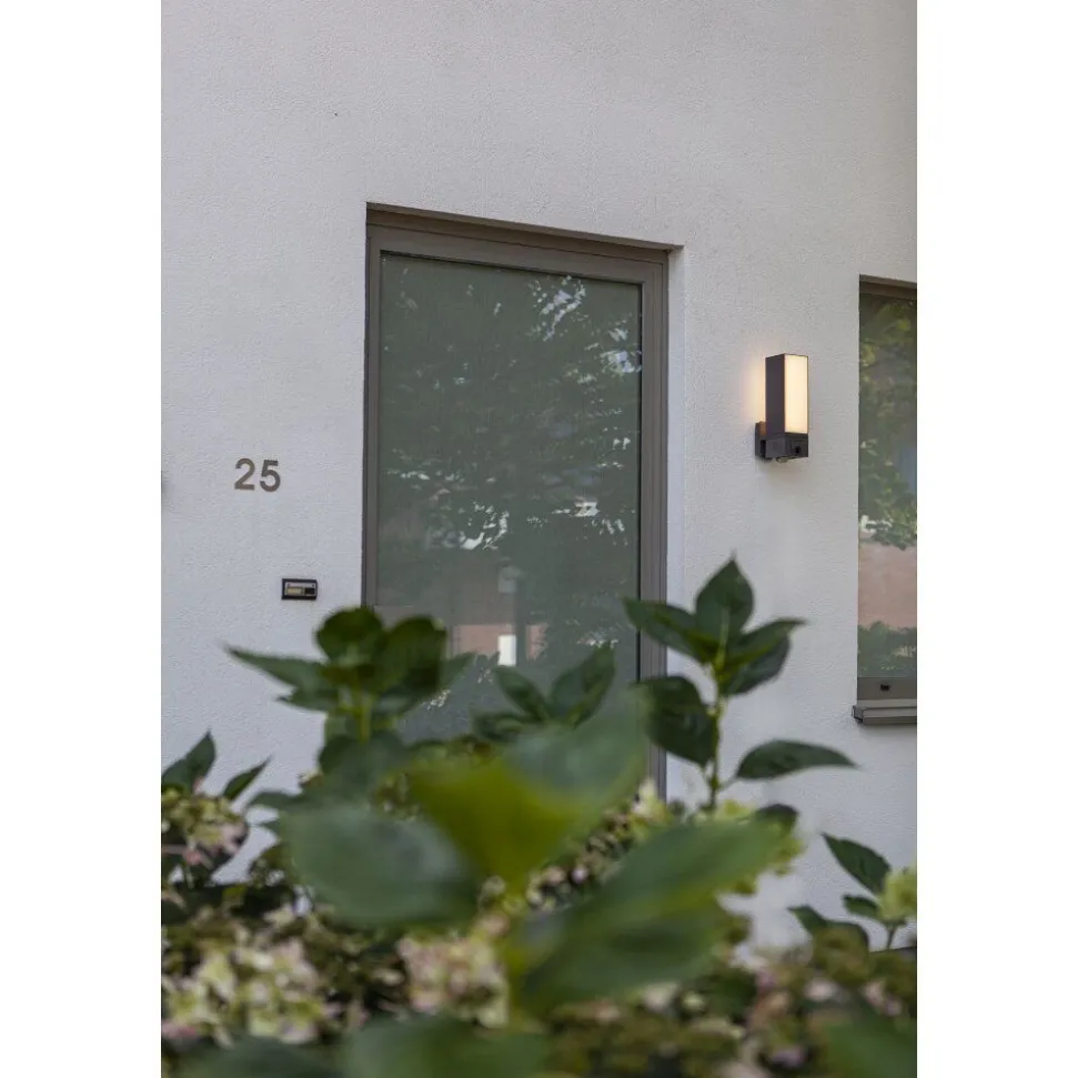 Applique Murale D'Exterieur Lutec Cuba Led Anthracite, 1 Lumiere, Detecteur De Mouvement