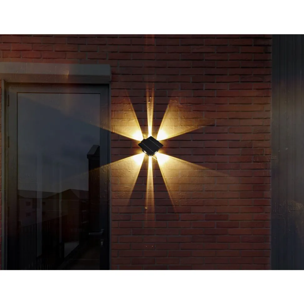 Applique Murale D'Exterieur Globo Solar Led Noir, 1 Lumiere