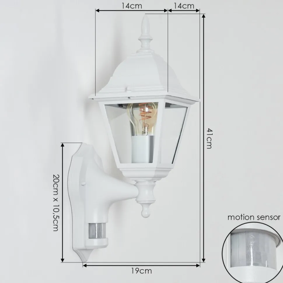 Applique Murale D'Exterieur Naofe Blanc, 1 Lumiere, Detecteur De Mouvement
