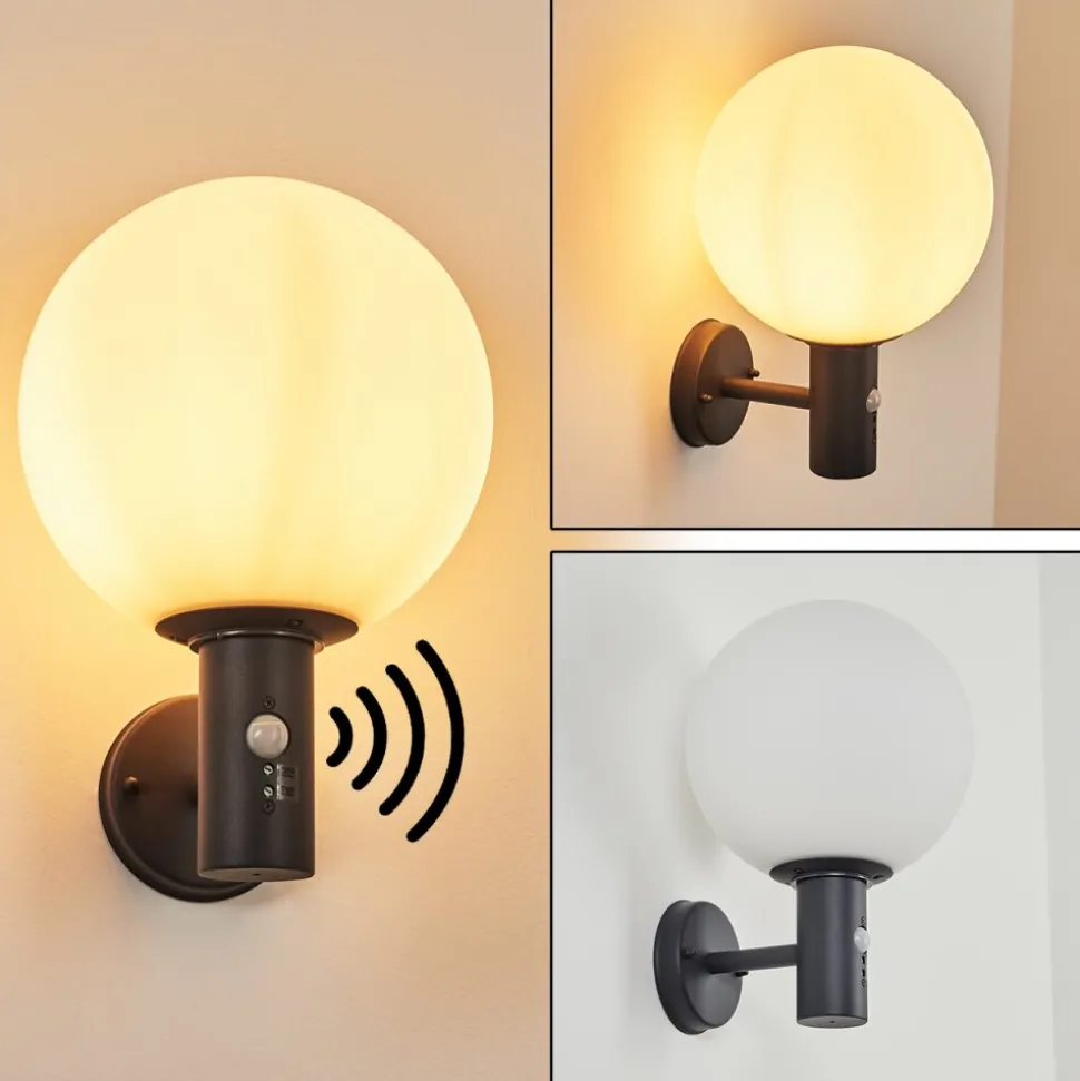 Applique Murale D'Exterieur Bubodefo Anthracite, 1 Lumiere, Detecteur De Mouvement