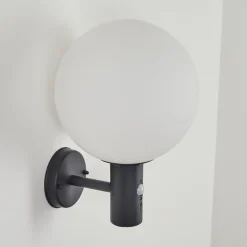 Applique Murale D'Exterieur Bubodefo Anthracite, 1 Lumiere, Detecteur De Mouvement