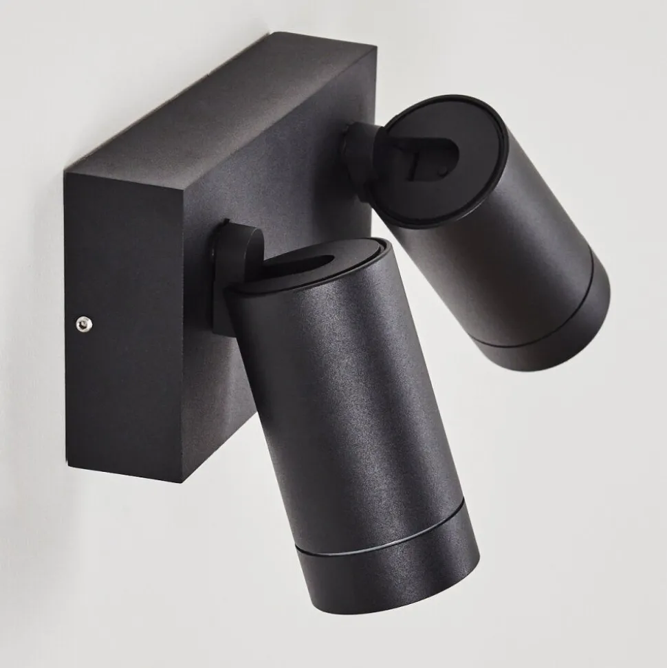 Applique Murale D'Exterieur Hakamken Noir, 2 Lumieres, Detecteur De Mouvement