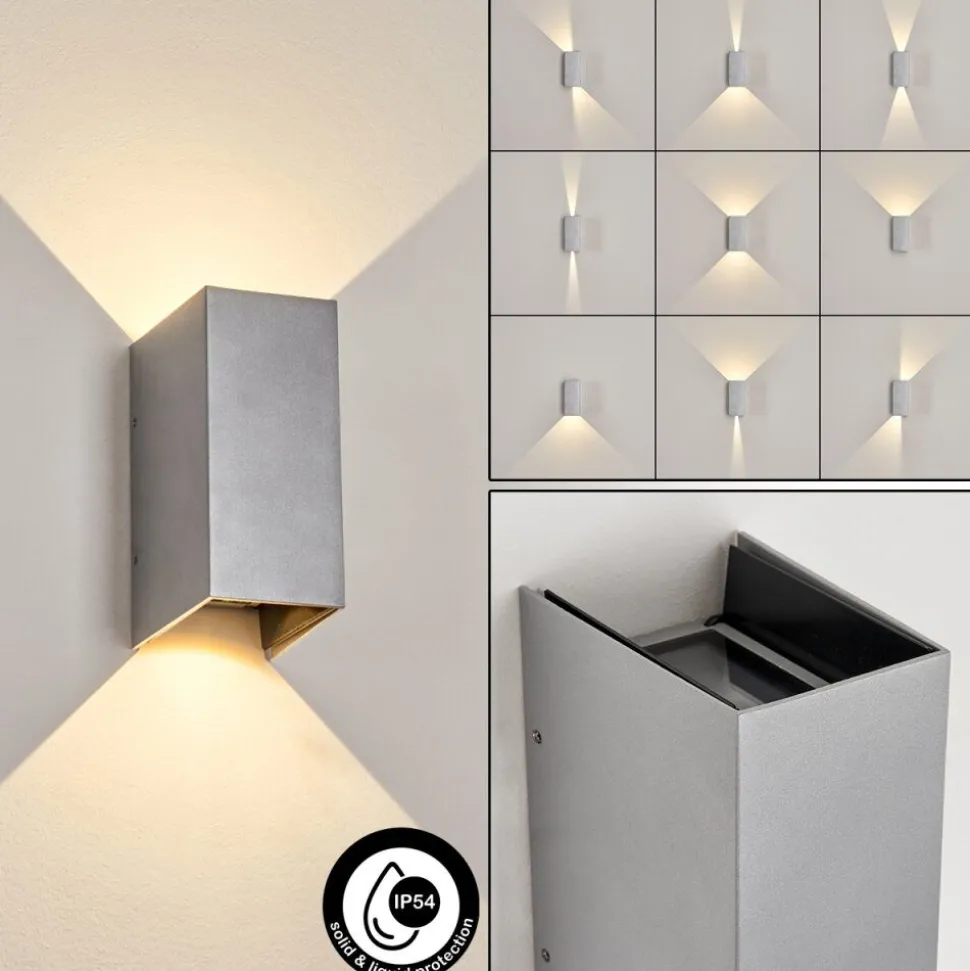 Applique Murale D'Exterieurhoods Led Gris, 2 Lumieres
