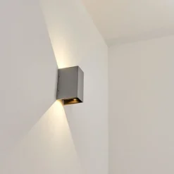 Applique Murale D'Exterieurhoods Led Gris, 2 Lumieres