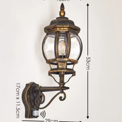 Applique Murale D'Exterieur Lentua Brun Dore, 1 Lumiere, Detecteur De Mouvement