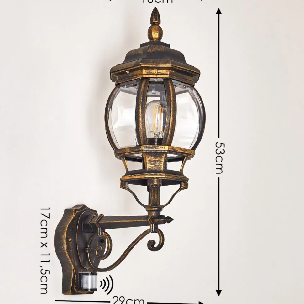 Applique Murale D'Exterieur Lentua Brun Dore, 1 Lumiere, Detecteur De Mouvement
