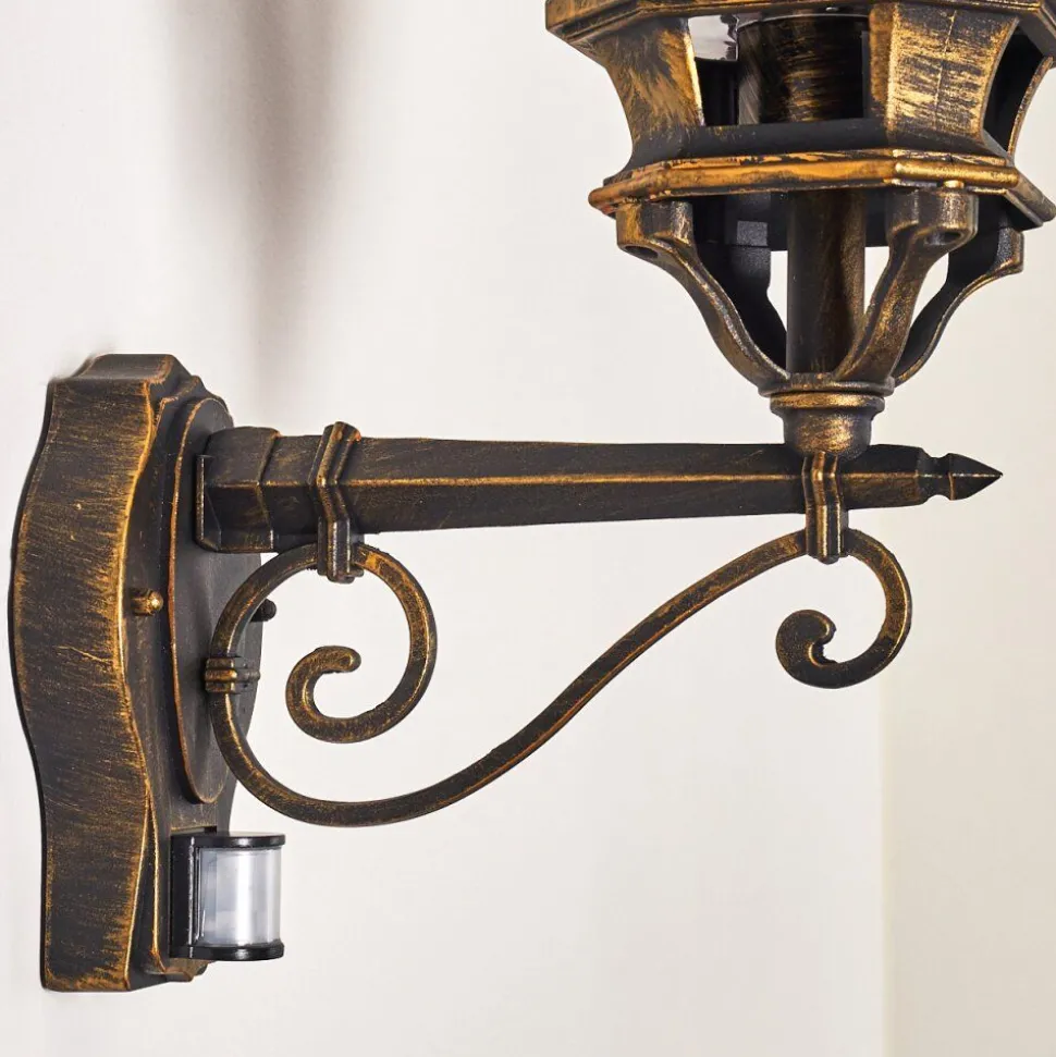 Applique Murale D'Exterieur Lentua Brun Dore, 1 Lumiere, Detecteur De Mouvement