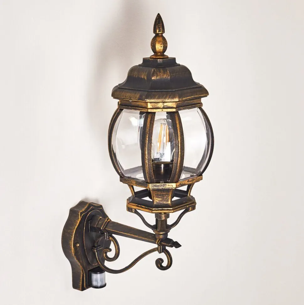 Applique Murale D'Exterieur Lentua Brun Dore, 1 Lumiere, Detecteur De Mouvement