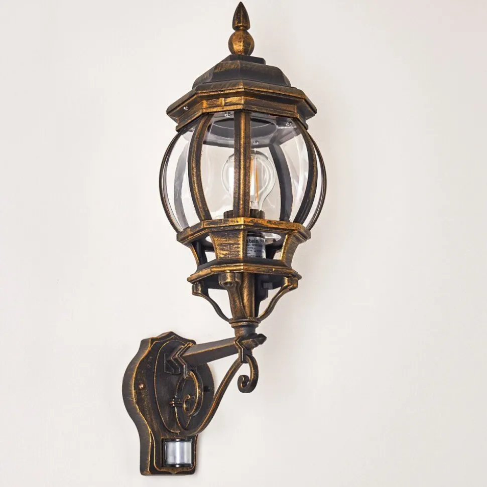Applique Murale D'Exterieur Lentua Brun Dore, 1 Lumiere, Detecteur De Mouvement