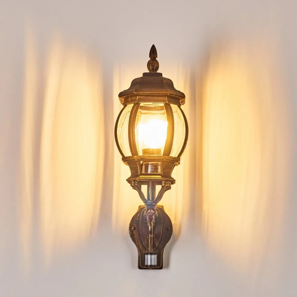Applique Murale D'Exterieur Lentua Brun Dore, 1 Lumiere, Detecteur De Mouvement