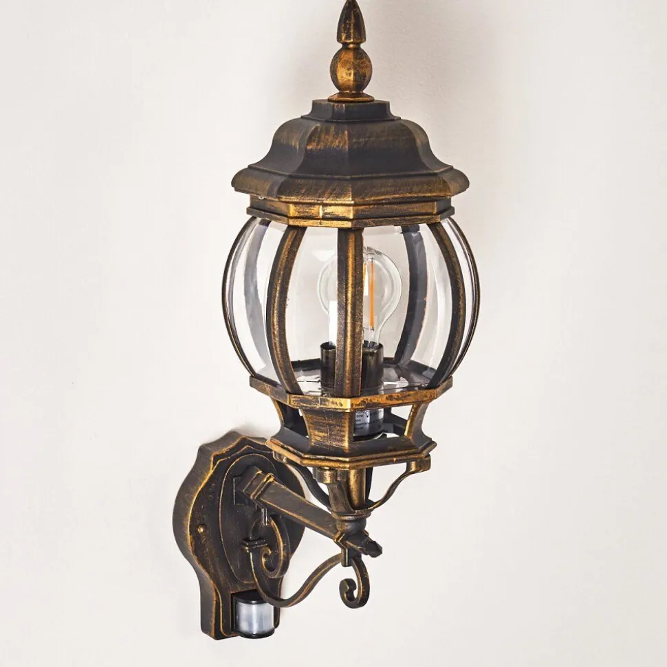 Applique Murale D'Exterieur Lentua Brun Dore, 1 Lumiere, Detecteur De Mouvement