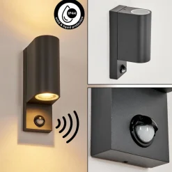 Applique Murale D'Exterieurkingstown Anthracite, Transparent, 2 Lumieres, Detecteur De Mouvement