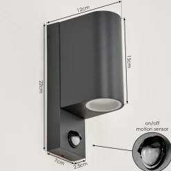 Applique Murale D'Exterieurkingstown Anthracite, Transparent, 2 Lumieres, Detecteur De Mouvement