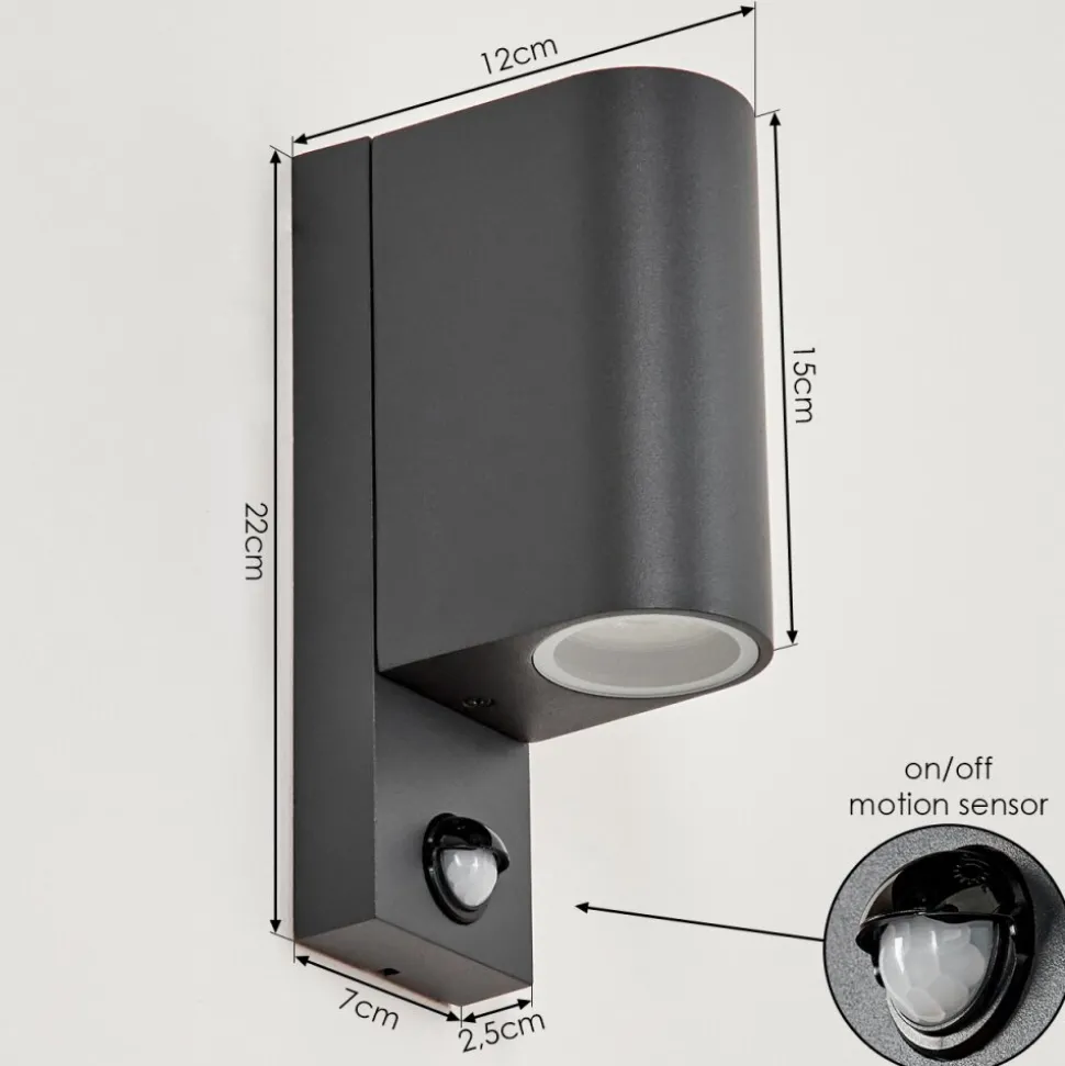 Applique Murale D'Exterieurkingstown Anthracite, Transparent, 2 Lumieres, Detecteur De Mouvement