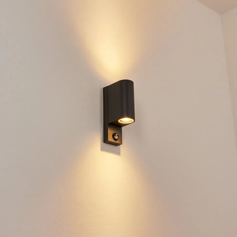 Applique Murale D'Exterieurkingstown Anthracite, Transparent, 2 Lumieres, Detecteur De Mouvement
