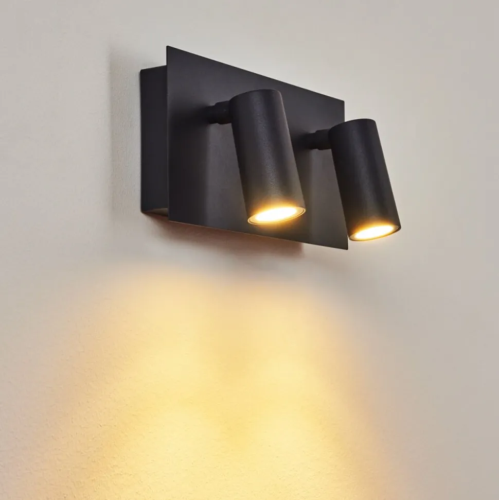 Applique Murale D'Exterieur Saeter Led Noir, 2 Lumieres, Detecteur De Mouvement