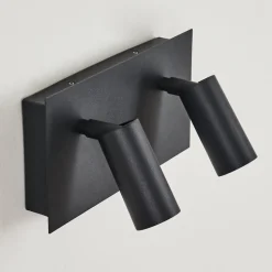 Applique Murale D'Exterieur Saeter Led Noir, 2 Lumieres, Detecteur De Mouvement