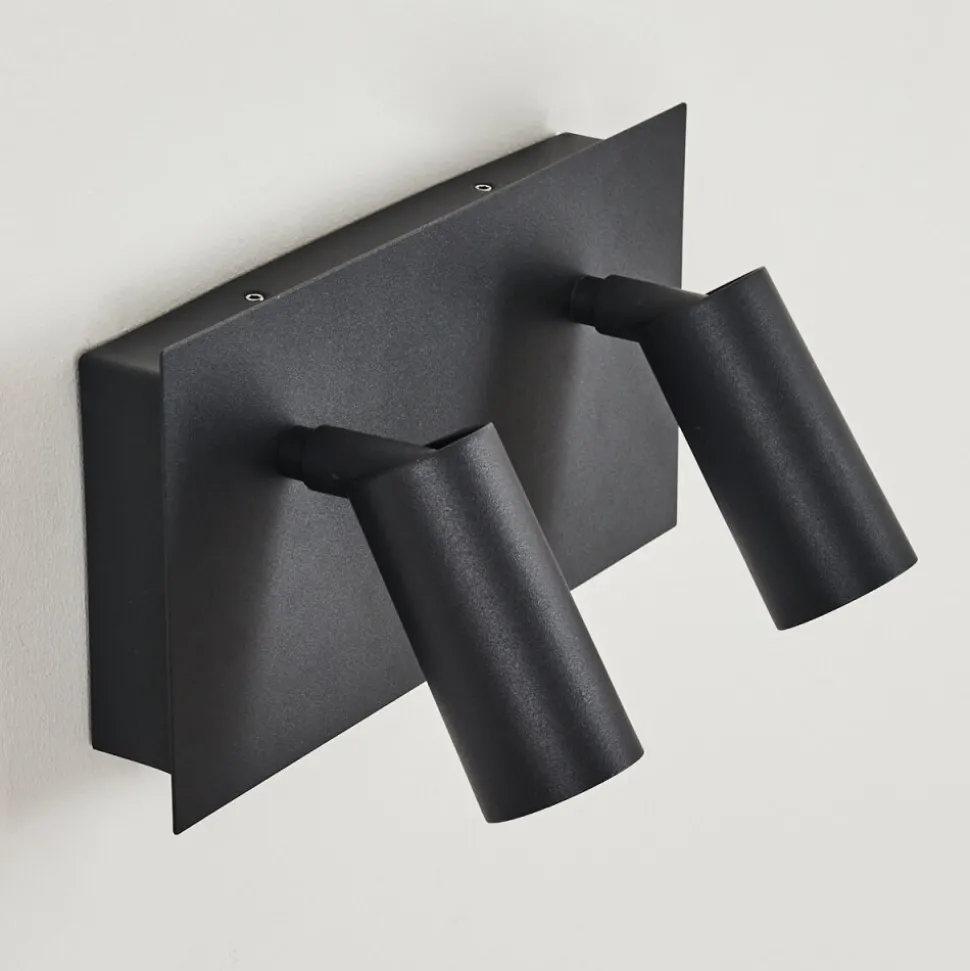 Applique Murale D'Exterieur Saeter Led Noir, 2 Lumieres, Detecteur De Mouvement