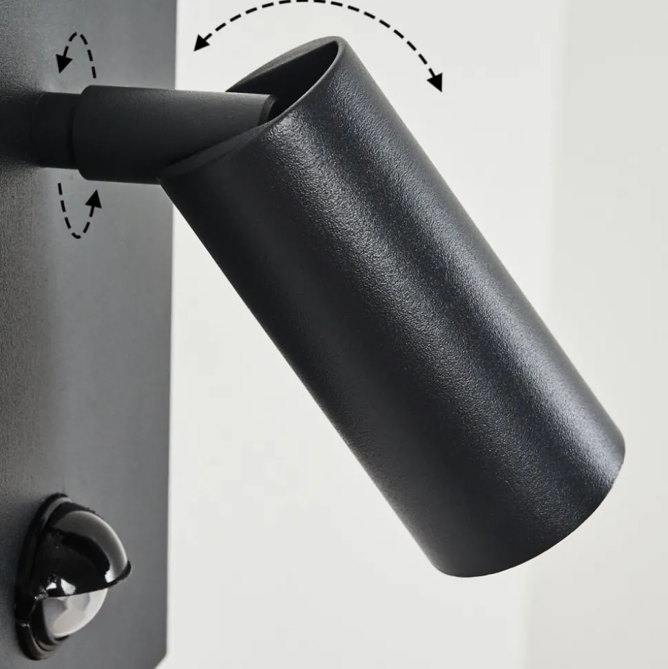Applique Murale D'Exterieur Saeter Led Noir, 2 Lumieres, Detecteur De Mouvement