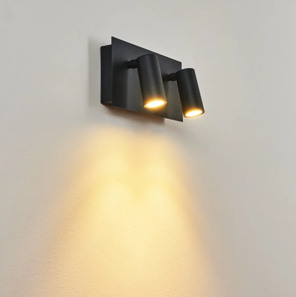 Applique Murale D'Exterieur Saeter Led Noir, 2 Lumieres, Detecteur De Mouvement