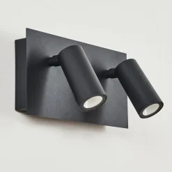 Applique Murale D'Exterieur Saeter Led Noir, 2 Lumieres, Detecteur De Mouvement