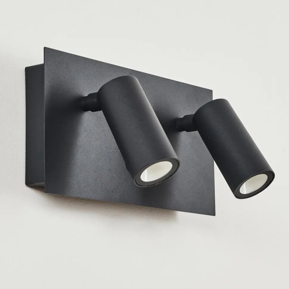 Applique Murale D'Exterieur Saeter Led Noir, 2 Lumieres, Detecteur De Mouvement
