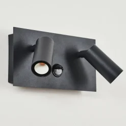 Applique Murale D'Exterieur Saeter Led Noir, 2 Lumieres, Detecteur De Mouvement