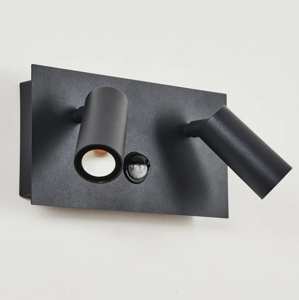 Applique Murale D'Exterieur Saeter Led Noir, 2 Lumieres, Detecteur De Mouvement