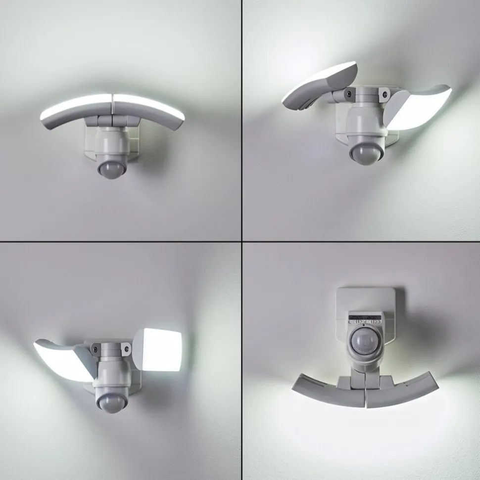 Applique Murale D'Exterieur Foroyar Led Blanc, 2 Lumieres, Detecteur De Mouvement