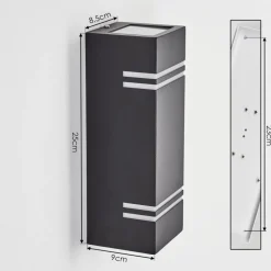 Applique Murale D'Exterieur Fokpo Led Noir, 1 Lumiere