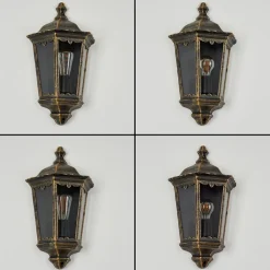 Applique Murale D'Exterieurhongkong Brun, Or, 1 Lumiere