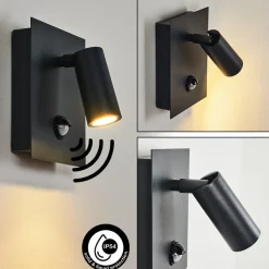Applique Murale D'Exterieur Saeter Led Noir, 1 Lumiere, Detecteur De Mouvement