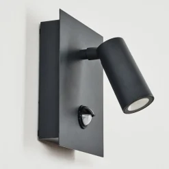 Applique Murale D'Exterieur Saeter Led Noir, 1 Lumiere, Detecteur De Mouvement