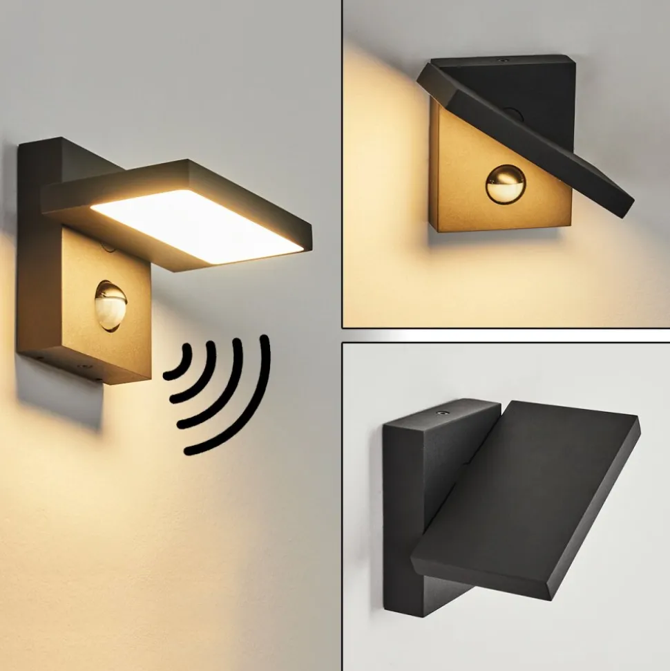 Applique Murale D'Exterieur Lyckan Led Noir, 1 Lumiere, Detecteur De Mouvement