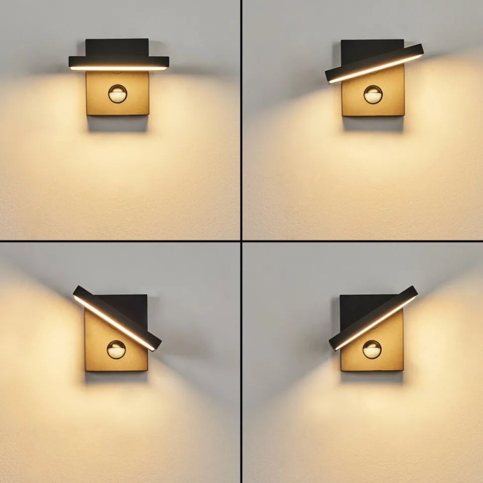 Applique Murale D'Exterieur Lyckan Led Noir, 1 Lumiere, Detecteur De Mouvement