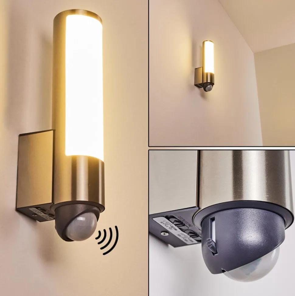 Applique Murale D'Exterieur Vason Led Acier Inoxydable, 1 Lumiere, Detecteur De Mouvement