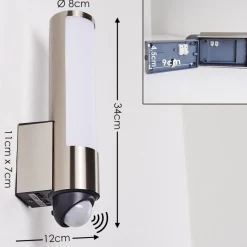 Applique Murale D'Exterieur Vason Led Acier Inoxydable, 1 Lumiere, Detecteur De Mouvement