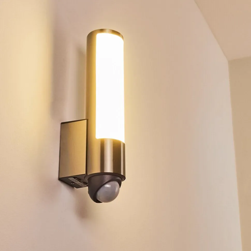 Applique Murale D'Exterieur Vason Led Acier Inoxydable, 1 Lumiere, Detecteur De Mouvement