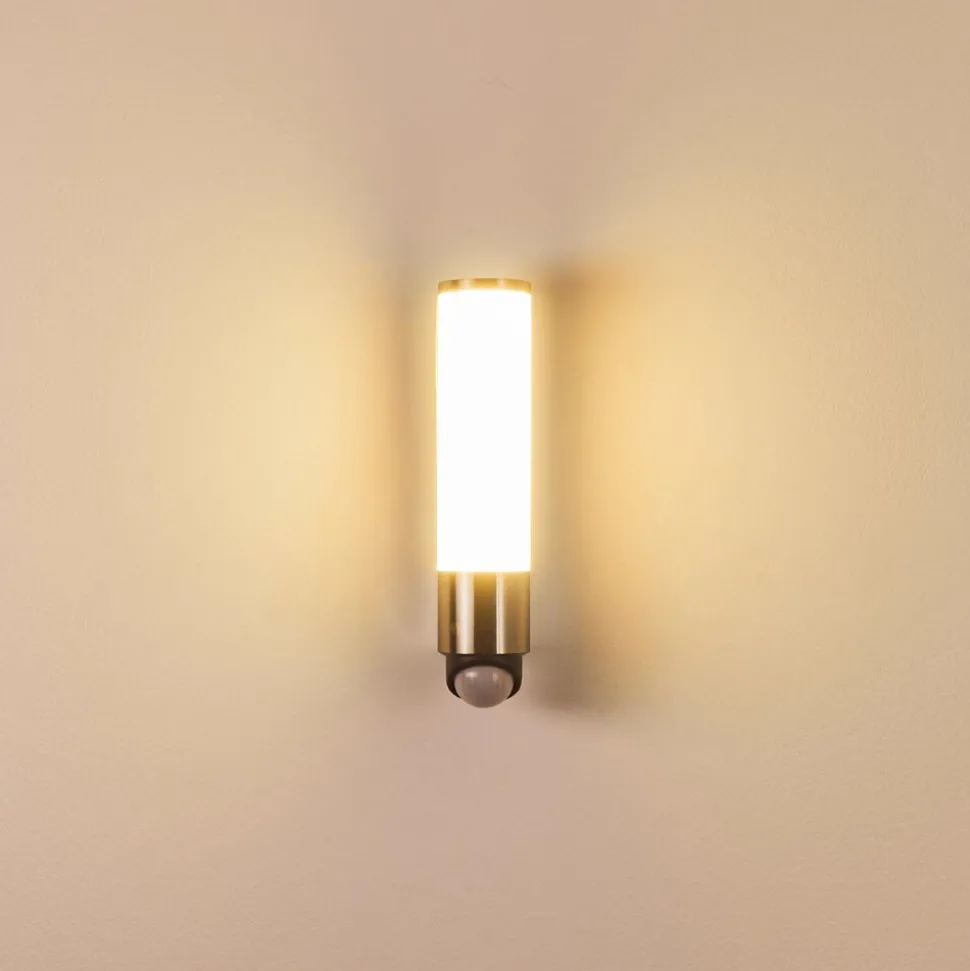 Applique Murale D'Exterieur Vason Led Acier Inoxydable, 1 Lumiere, Detecteur De Mouvement