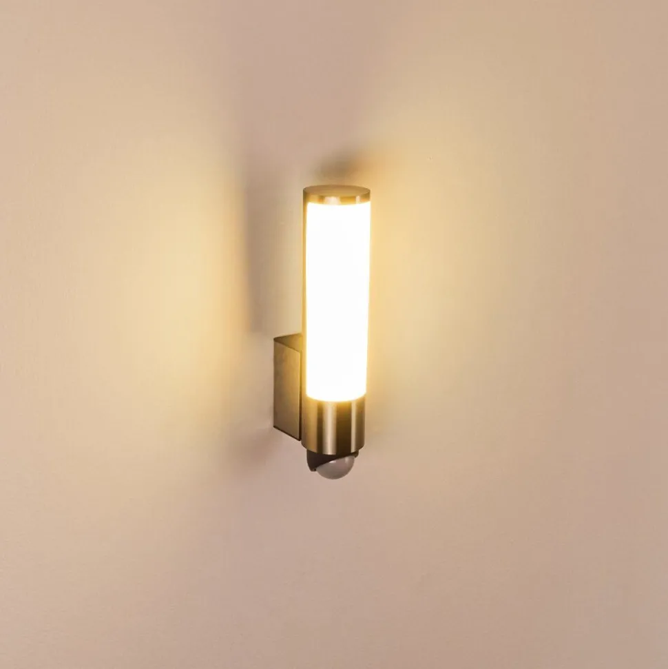 Applique Murale D'Exterieur Vason Led Acier Inoxydable, 1 Lumiere, Detecteur De Mouvement