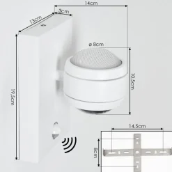 Applique Murale D'Exterieur Borlo Led Blanc, 2 Lumieres, Detecteur De Mouvement
