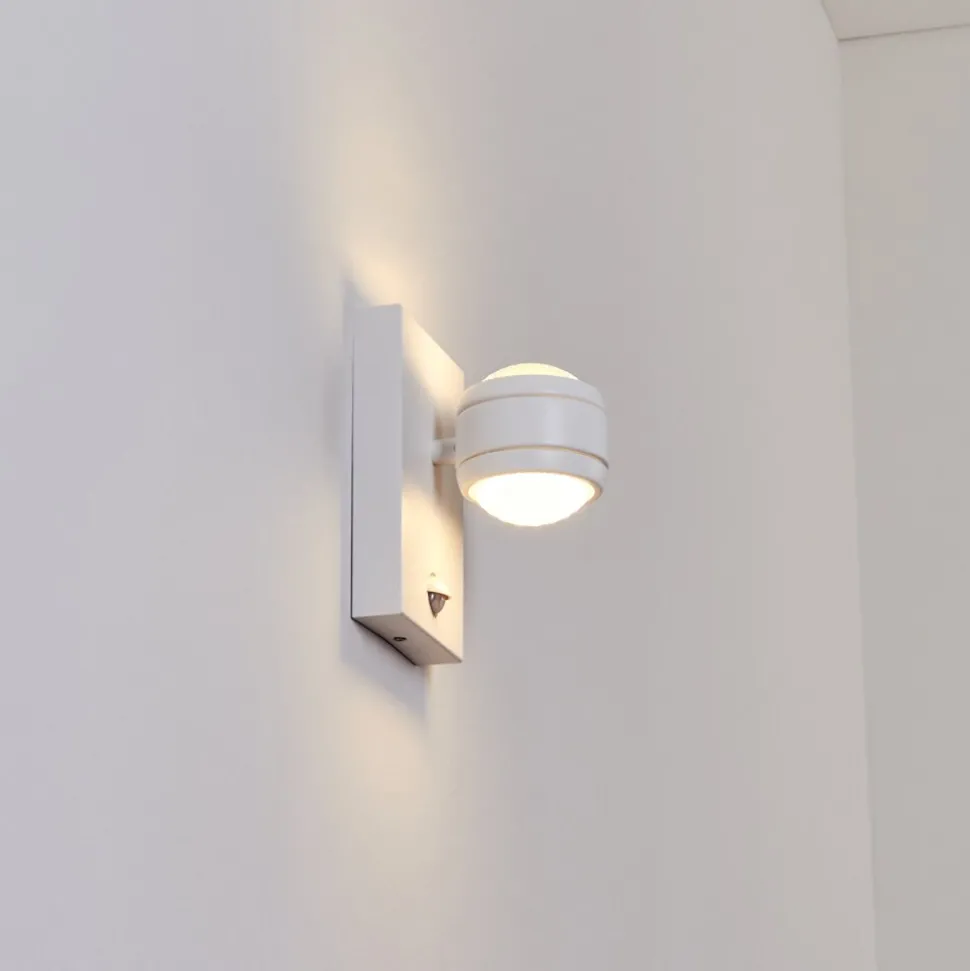 Applique Murale D'Exterieur Borlo Led Blanc, 2 Lumieres, Detecteur De Mouvement